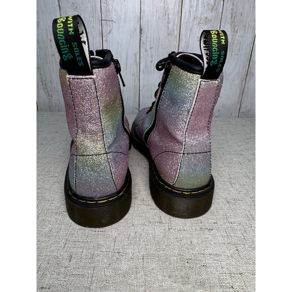 Dr. Martens Rainbow Glitter 8-Eye Lace Up Combat Boots Youth 3/US‎ Women's 5 Zip - Picture 2 of 5